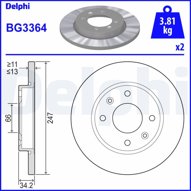 Тормозной диск DELPHI BG3364
