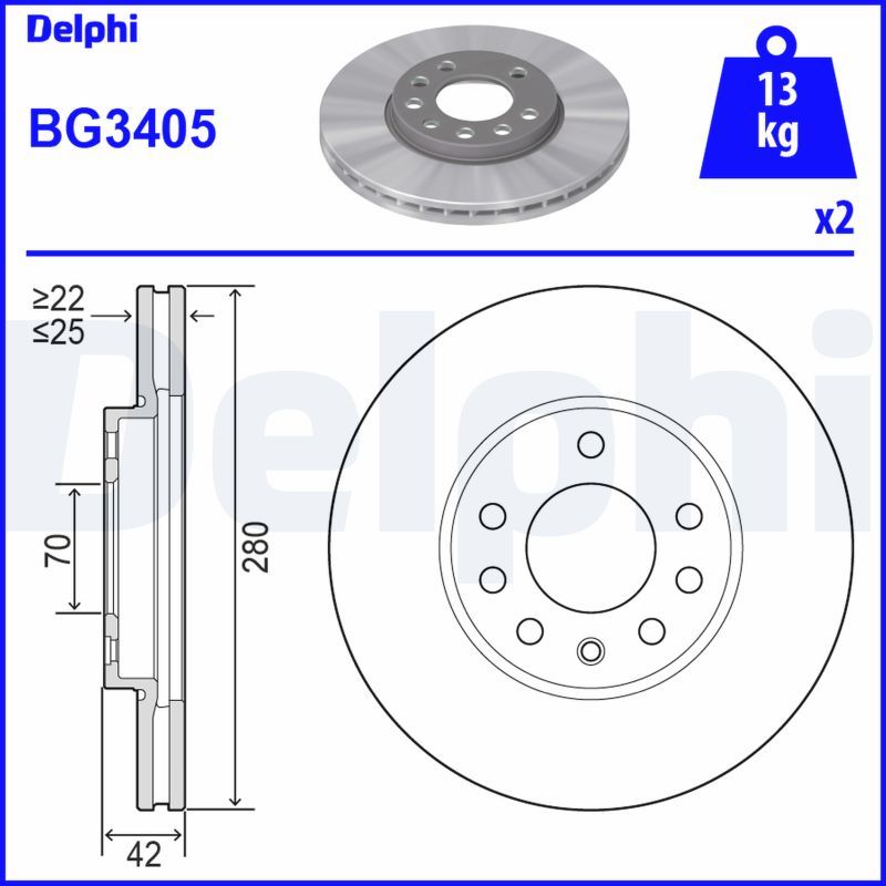 Тормозной диск DELPHI BG3405