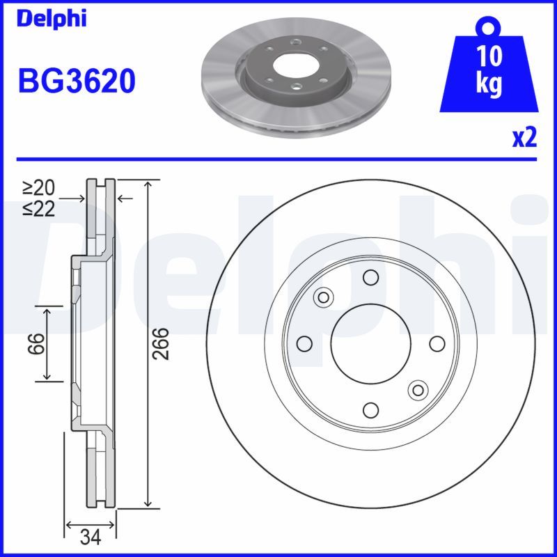 Тормозной диск DELPHI BG3620