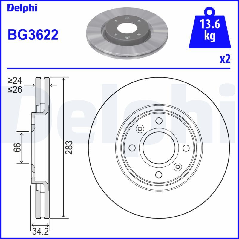 Тормозной диск DELPHI BG3622