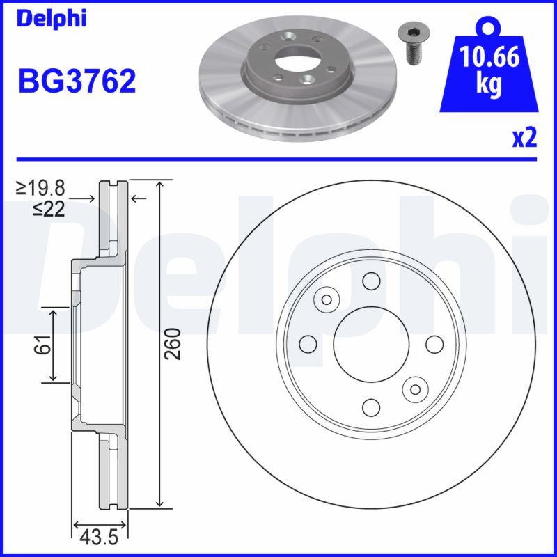 Тормозной диск DELPHI BG3762