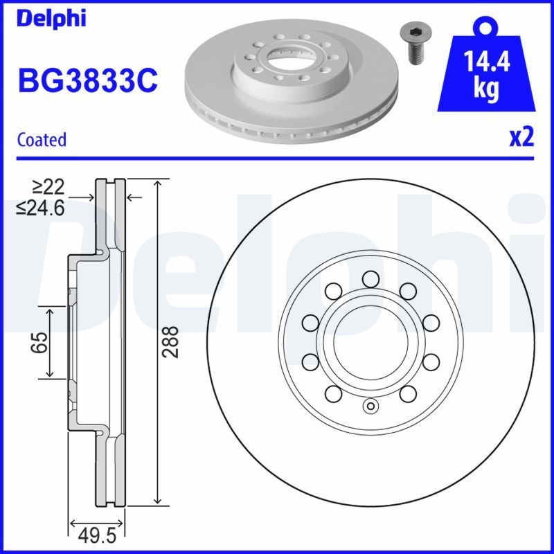 Тормозной диск DELPHI BG3833C