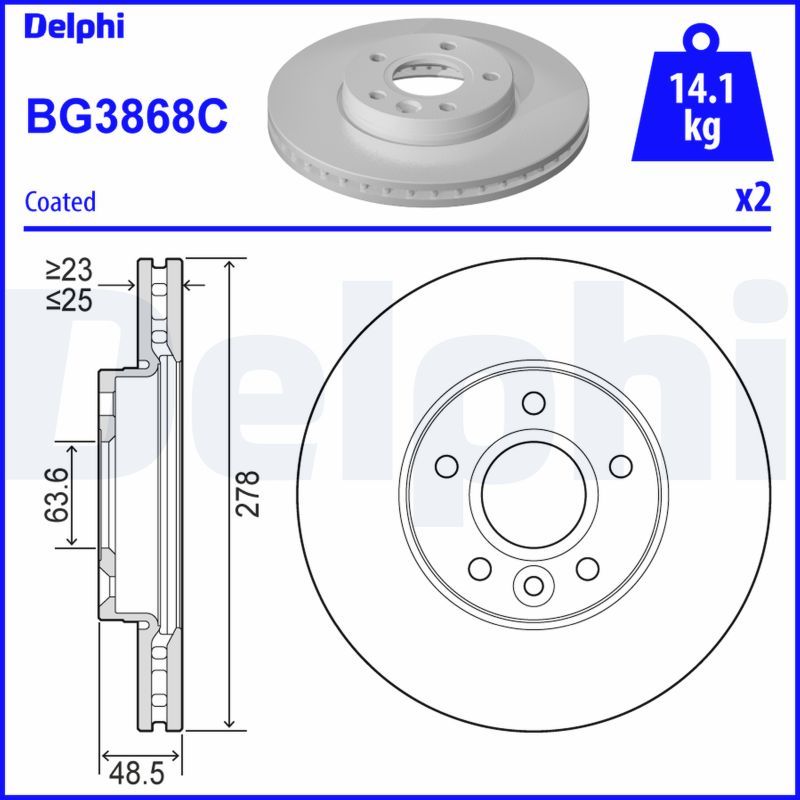 Тормозной диск DELPHI BG3868C