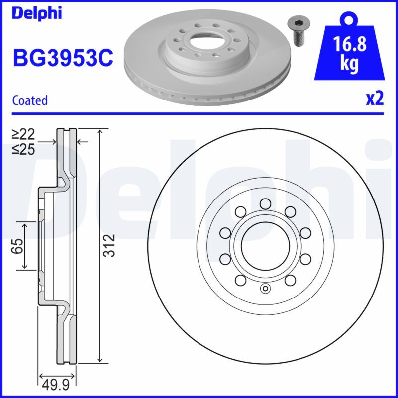 Тормозной диск DELPHI BG3953C