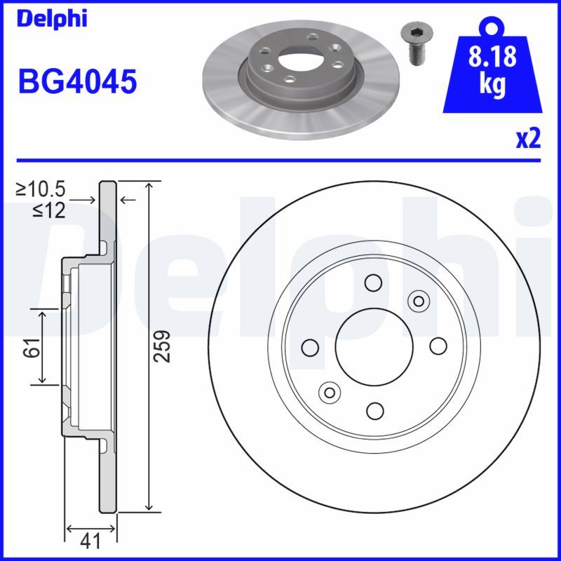 Тормозной диск DELPHI BG4045