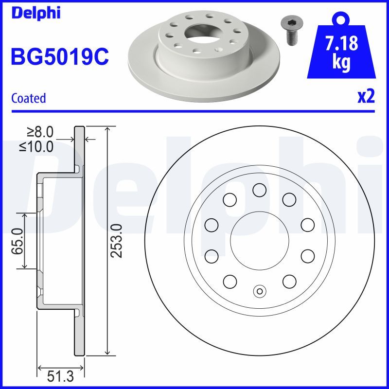 Тормозной диск DELPHI BG5019C