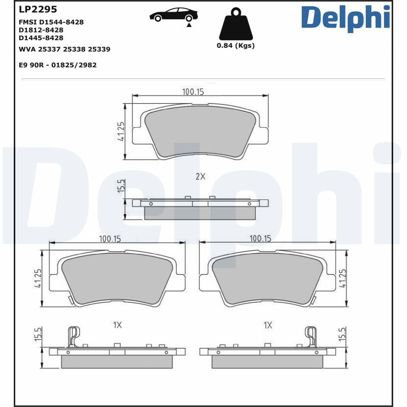 Комплект тормозных колодок, дисковый тормоз DELPHI LP2295