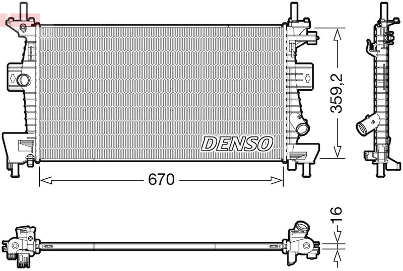 Радиатор, охлаждение двигателя DENSO DRM10114