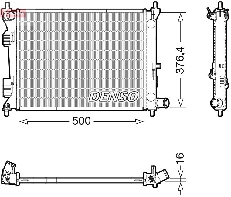 Радиатор, охлаждение двигателя DENSO DRM41017