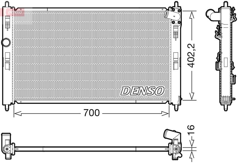 Радиатор, охлаждение двигателя DENSO DRM45050