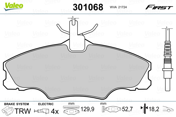 Колодки Торм. Пер. Peugeot 406 VALEO 301068