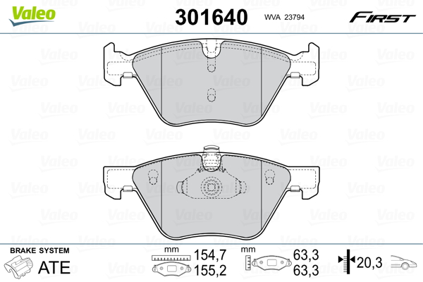 Колодки Торм. Пер Bmw VALEO 301640