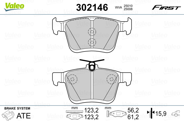 Колодки тормозные VALEO 302146