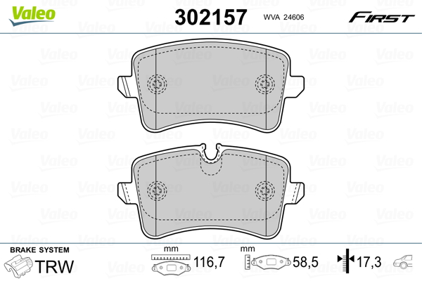 Колодки Тормозные Дисковые Задн Audi A4 07- Wva24606 VALEO 302157