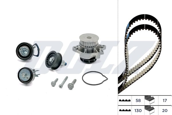 Водяной насос + комплект зубчатого ремня DOLZ KD080