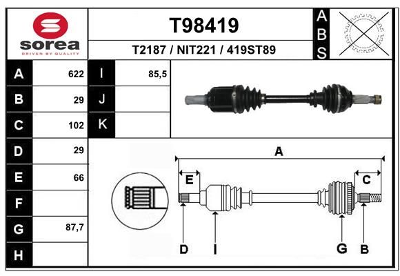 Приводной вал EAI T98419