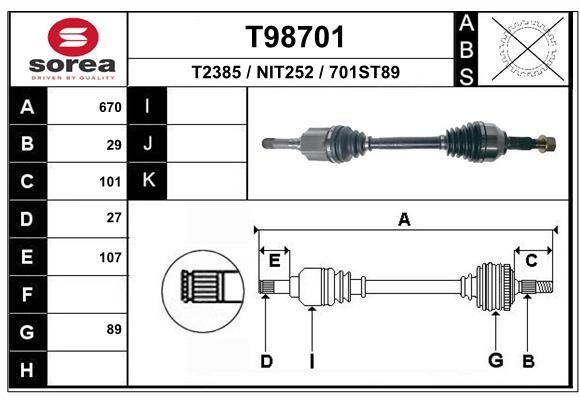 Приводной вал EAI T98701
