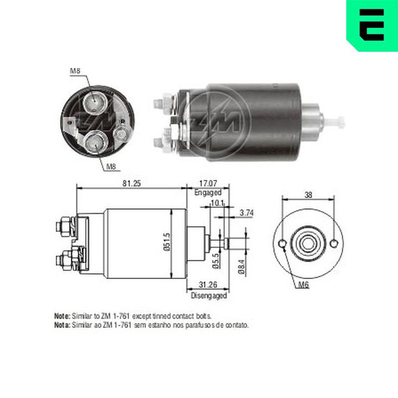 Тяговое реле, стартер ERA ZM761