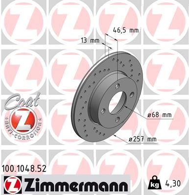 Тормозной диск ZIMMERMANN 100104852