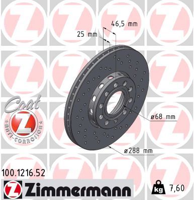 Тормозной диск ZIMMERMANN 100121652