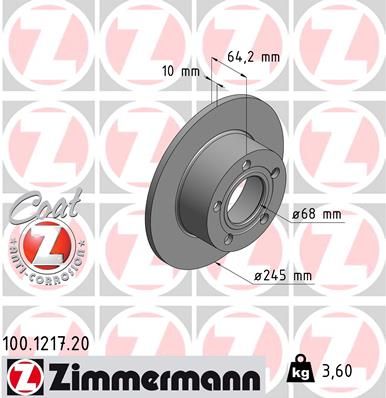 Тормозной диск ZIMMERMANN 100121720