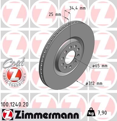 Тормозной диск ZIMMERMANN 100124020