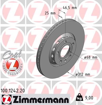 Тормозной диск ZIMMERMANN 100124220