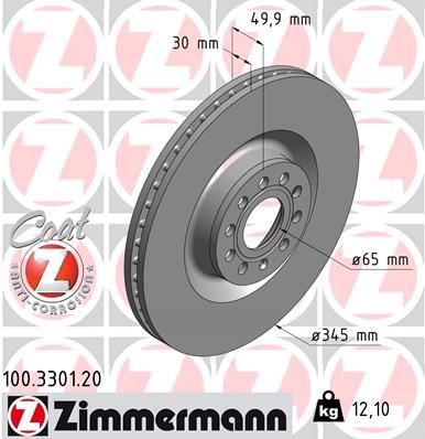 Тормозной диск ZIMMERMANN 100330120