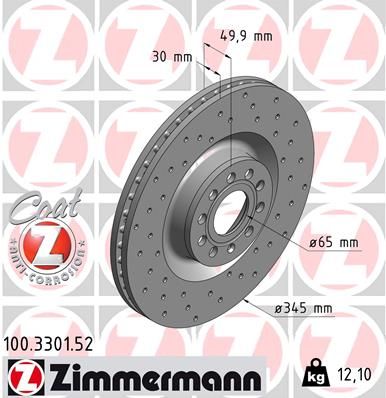 Тормозной диск ZIMMERMANN 100330152