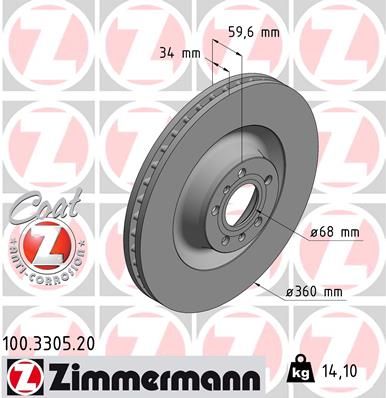 Тормозной диск ZIMMERMANN 100330520