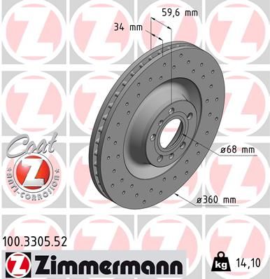Тормозной диск ZIMMERMANN 100330552
