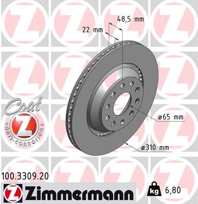 Тормозной диск ZIMMERMANN 100330920