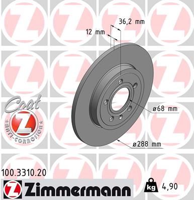 Тормозной диск ZIMMERMANN 100331020