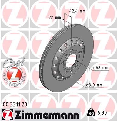 Тормозной диск ZIMMERMANN 100331120
