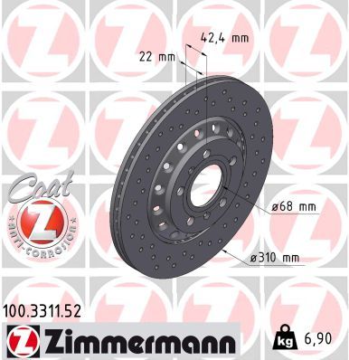 Тормозной диск ZIMMERMANN 100331152