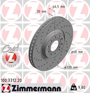 Тормозной диск ZIMMERMANN 100331220