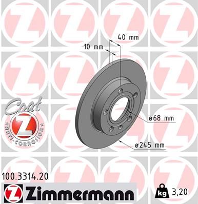 Тормозной диск ZIMMERMANN 100331420