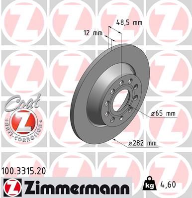 Тормозной диск ZIMMERMANN 100331520