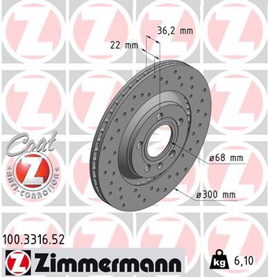 Тормозной диск ZIMMERMANN 100331652