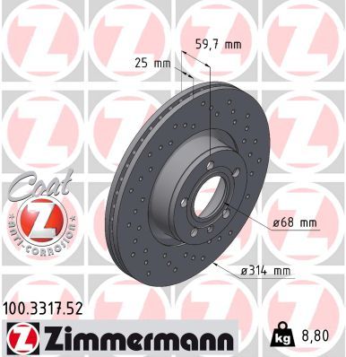 Тормозной диск ZIMMERMANN 100331752