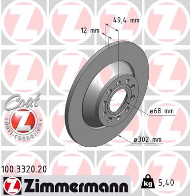 Тормозной диск ZIMMERMANN 100332020
