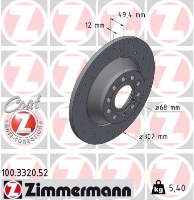 Тормозной диск ZIMMERMANN 100332052