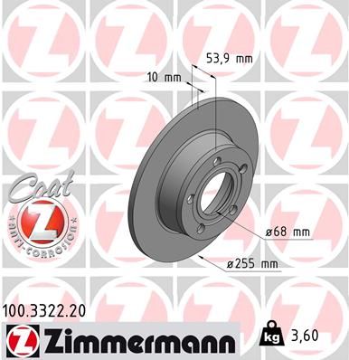 Тормозной диск ZIMMERMANN 100332220