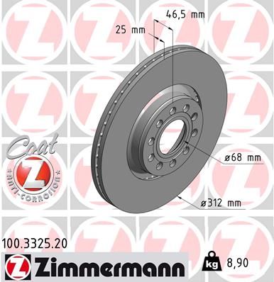 Тормозной диск ZIMMERMANN 100332520