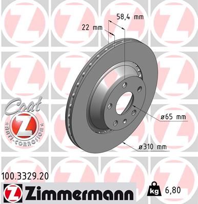 Тормозной диск ZIMMERMANN 100332920