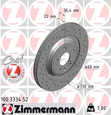 Тормозной диск ZIMMERMANN 100333452