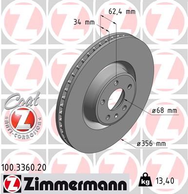Тормозной диск ZIMMERMANN 100336020