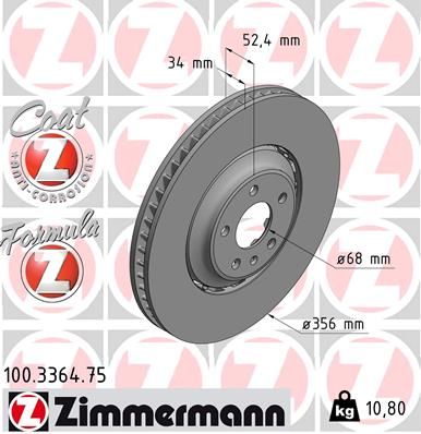 Тормозной диск ZIMMERMANN 100336475
