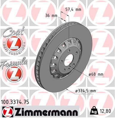 Тормозной диск ZIMMERMANN 100337475