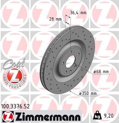 Тормозной диск ZIMMERMANN 100337652